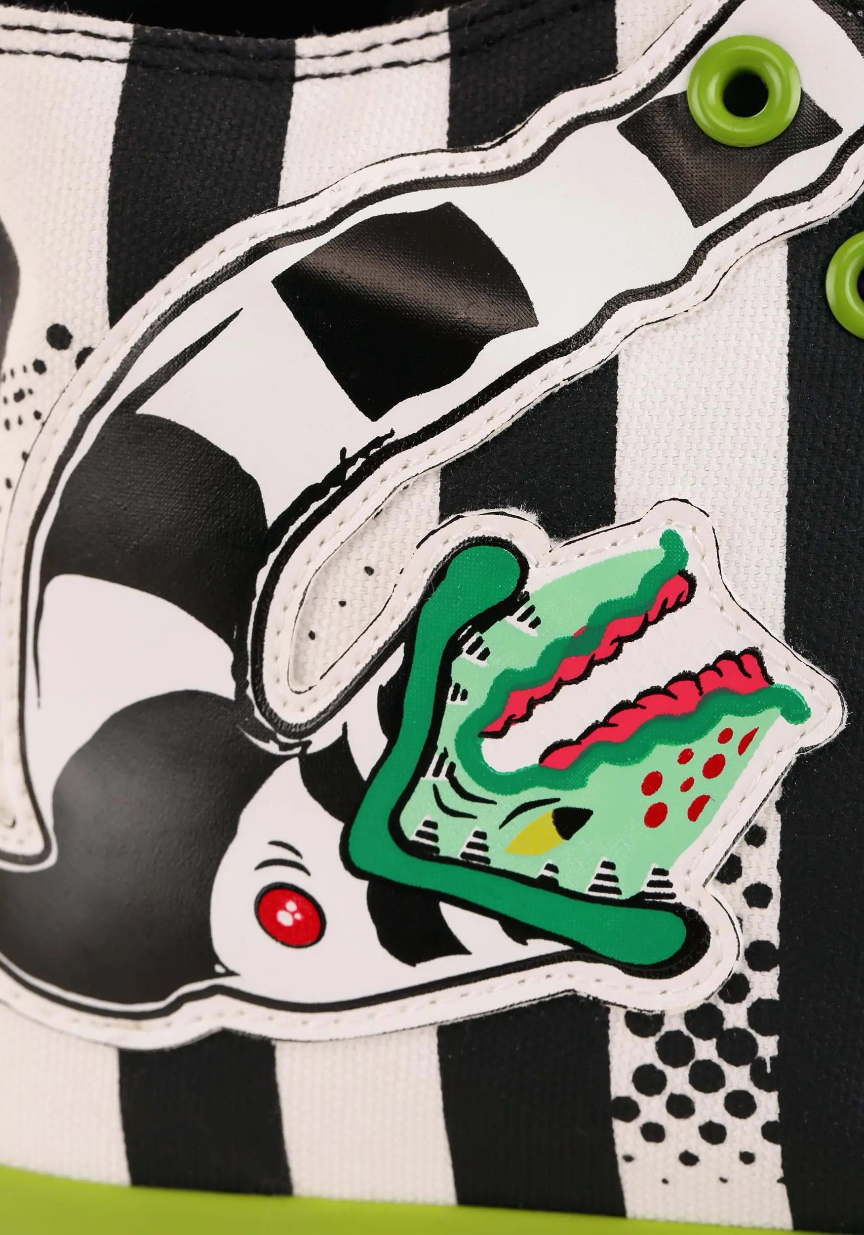 Ground Up Unisex Beetlejuice Black And White Striped Sneakers - Image 12