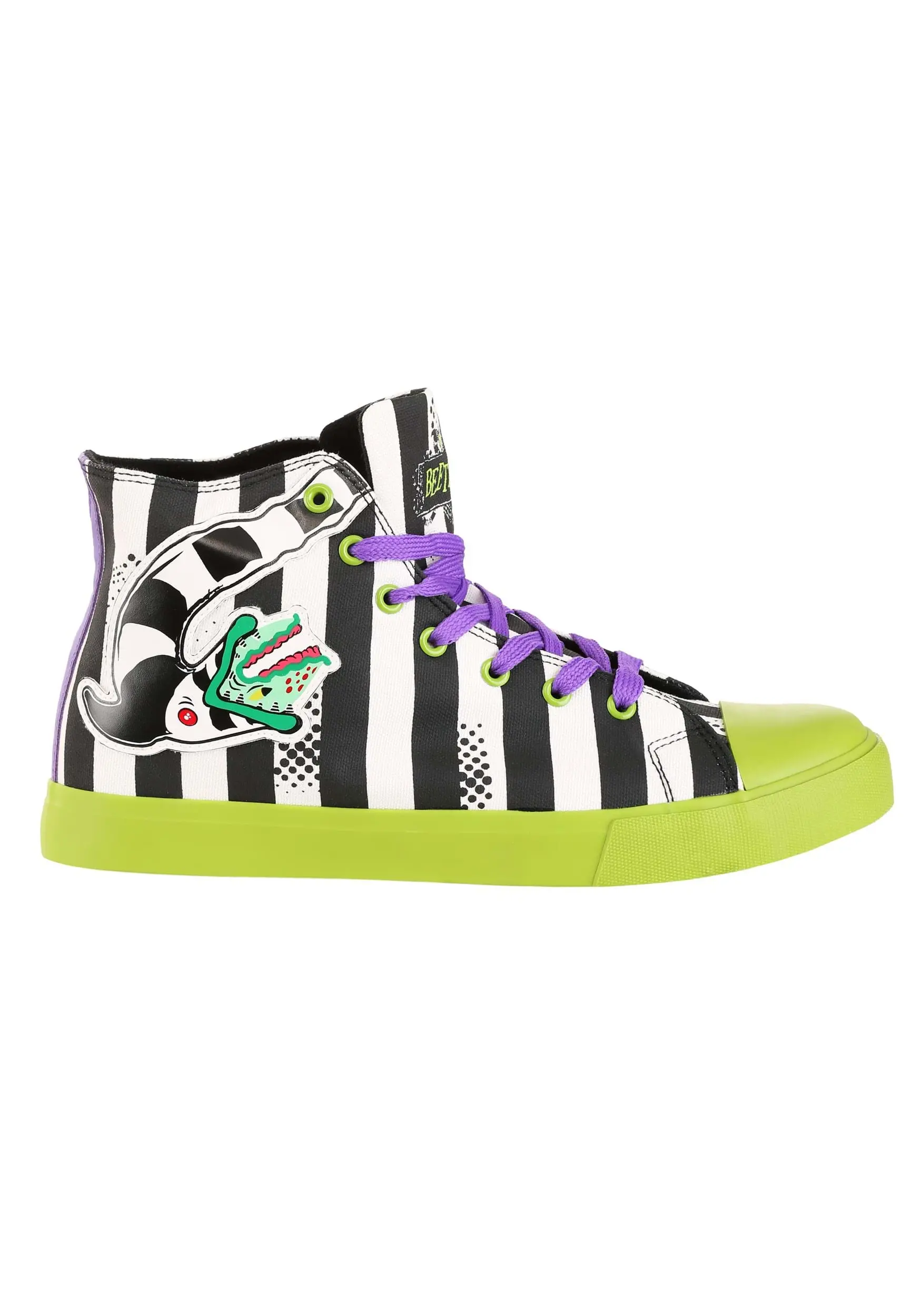 Ground Up Unisex Beetlejuice Black And White Striped Sneakers - Image 3