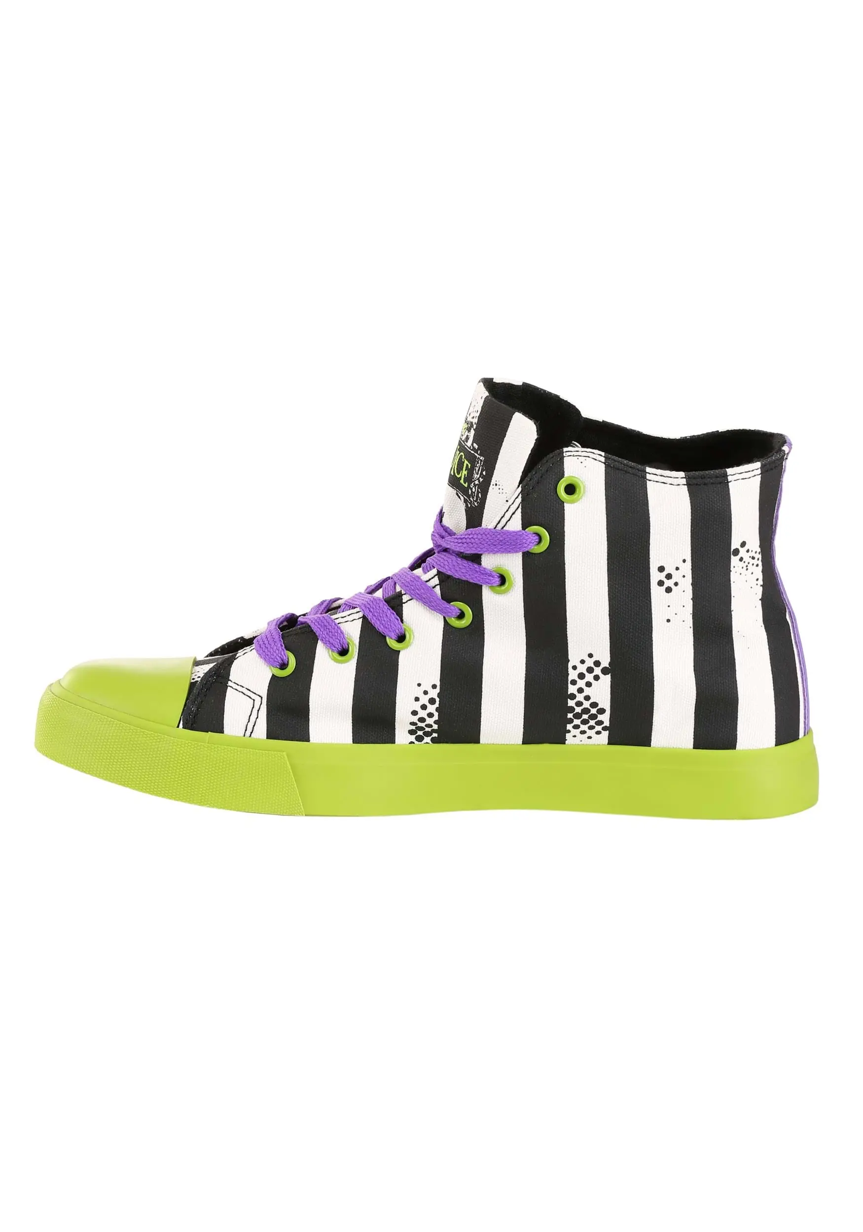 Ground Up Unisex Beetlejuice Black And White Striped Sneakers - Image 4