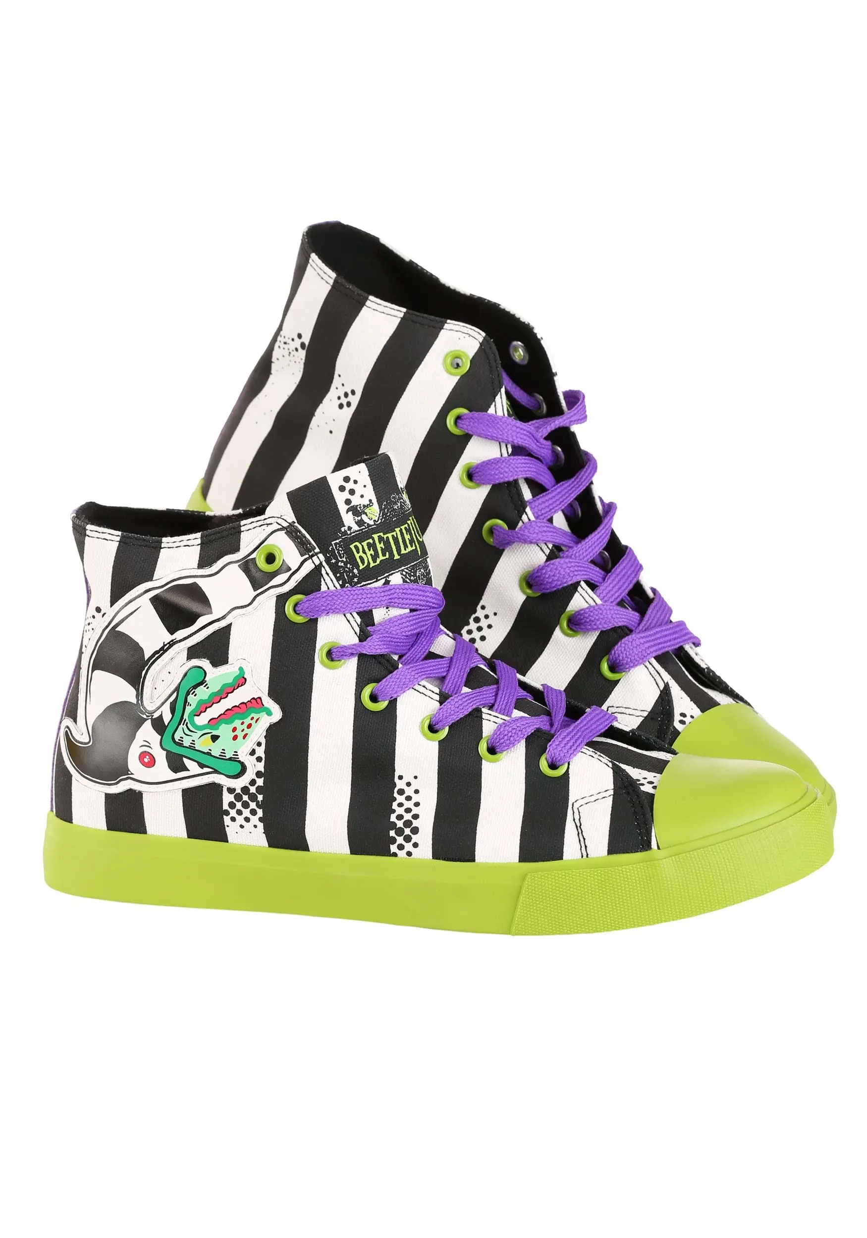 Ground Up Unisex Beetlejuice Black And White Striped Sneakers - Image 5